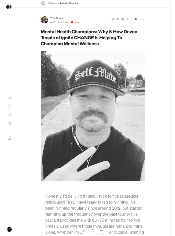 Wellness Wednesday 4.6.2022 – Mental Health Champions: Why & How Devon Teeple of ignite CHANGE Is Helping To Champion Mental Wellness￼